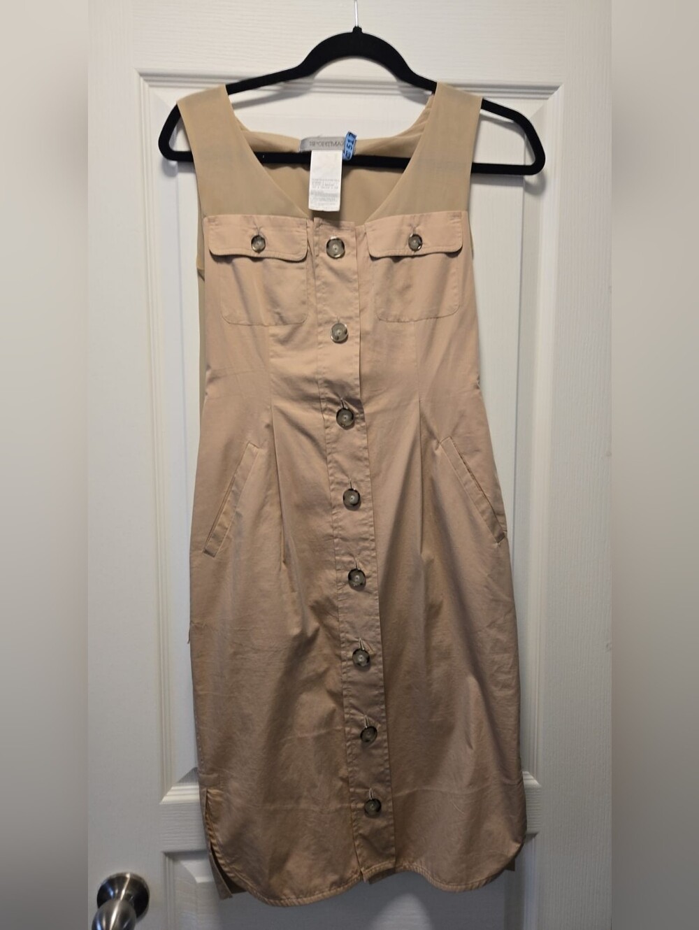 MaxMara Sportmax Beige Button-Front A-Line Midi Skirt